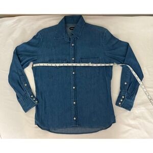 TOM FORD Mens Long Sleeve Blue Pearl Snap Button Size M